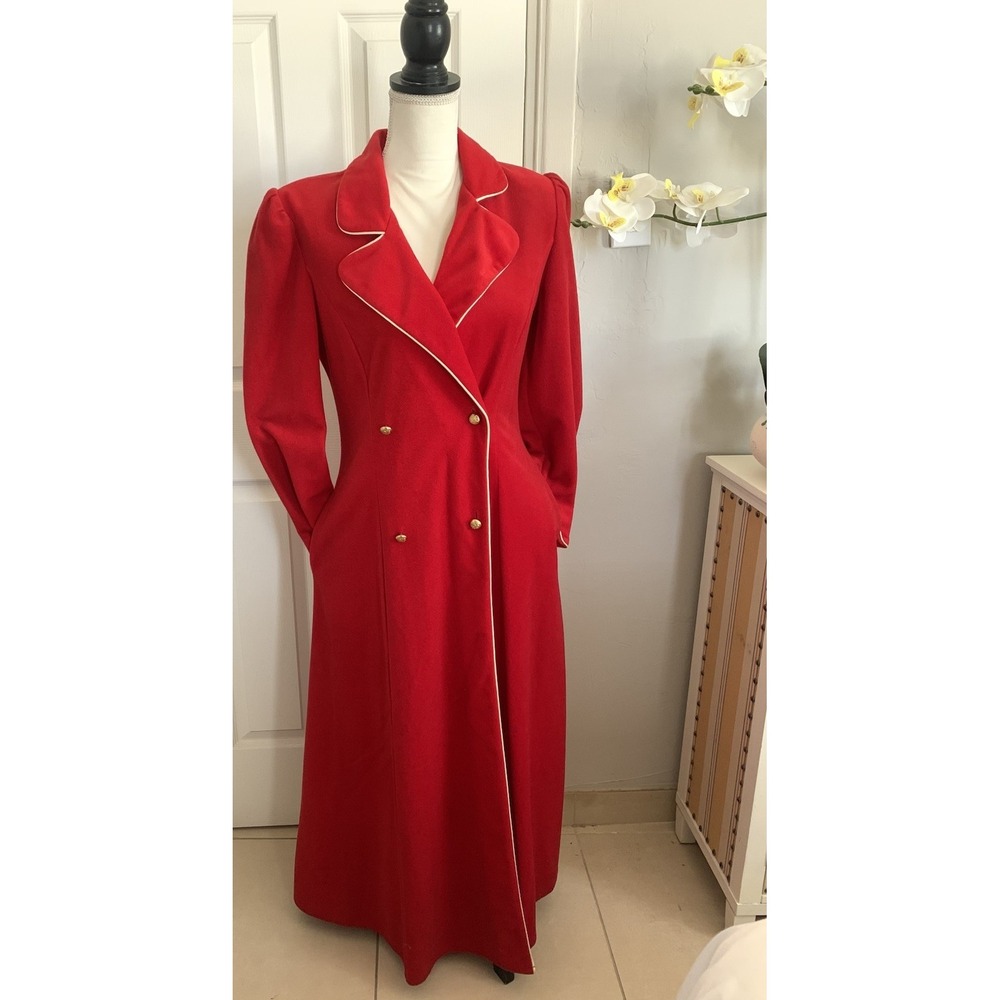 VTG Bill Blass Long Robe Double Breasted Gold Crest Buttons Lounger Luxury Small